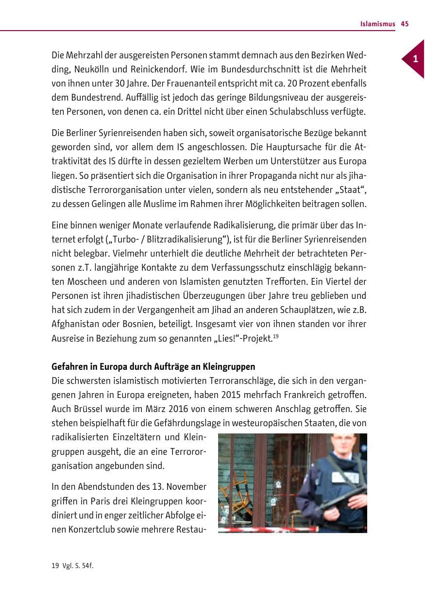 Seite 45 des Verfassungsschutzbericht 2015 Berlin