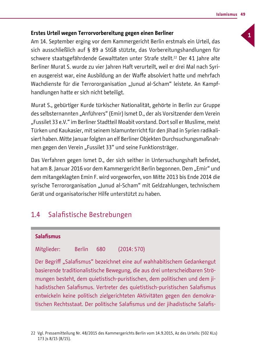 Seite 49 des Verfassungsschutzbericht 2015 Berlin