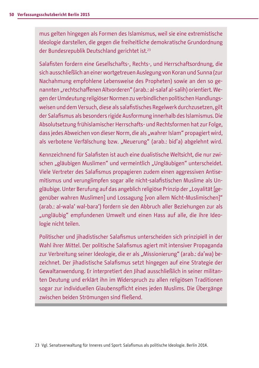 Seite 50 des Verfassungsschutzbericht 2015 Berlin