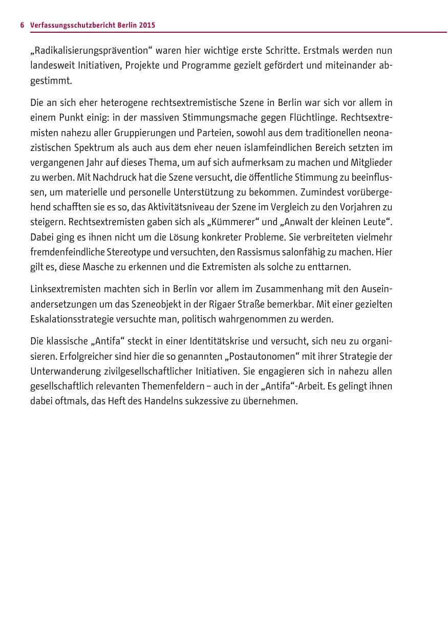 Seite 6 des Verfassungsschutzbericht 2015 Berlin
