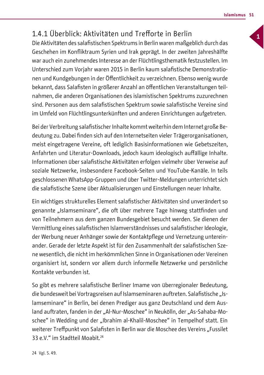 Seite 51 des Verfassungsschutzbericht 2015 Berlin