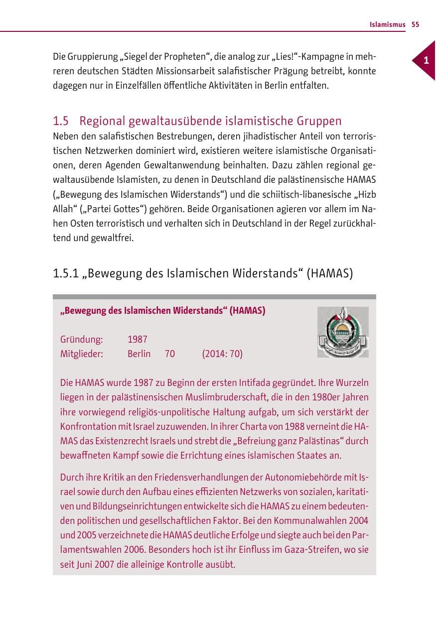 Seite 55 des Verfassungsschutzbericht 2015 Berlin