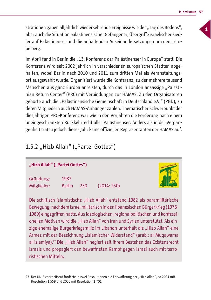 Seite 57 des Verfassungsschutzbericht 2015 Berlin