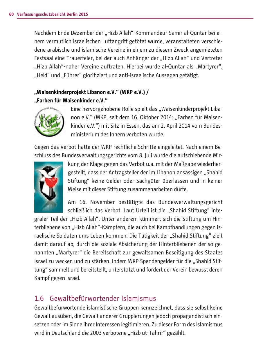 Seite 60 des Verfassungsschutzbericht 2015 Berlin