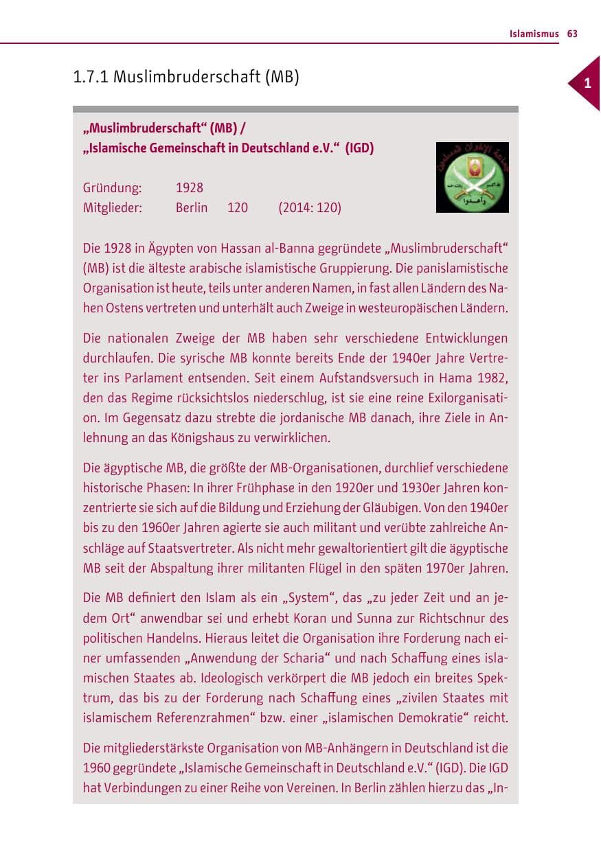 Seite 63 des Verfassungsschutzbericht 2015 Berlin