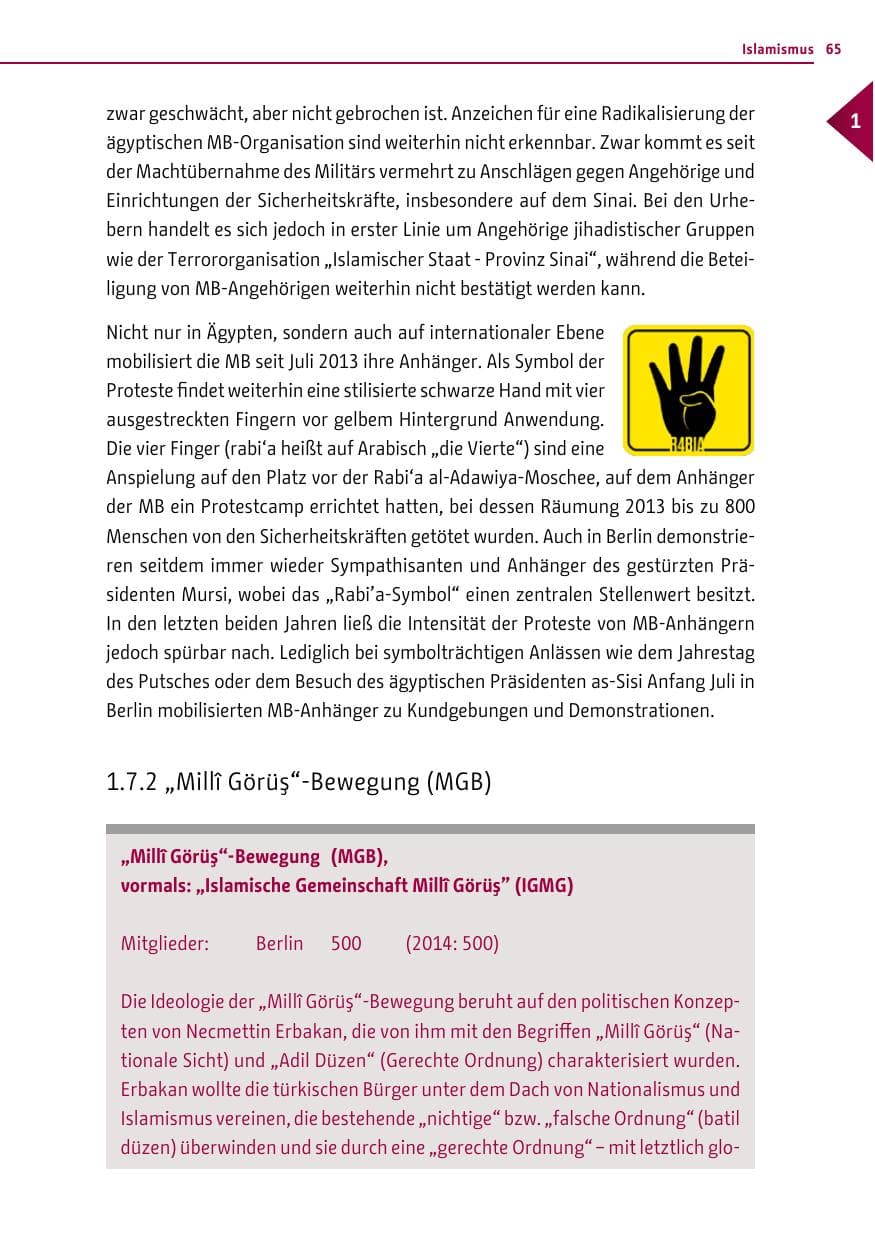 Seite 65 des Verfassungsschutzbericht 2015 Berlin