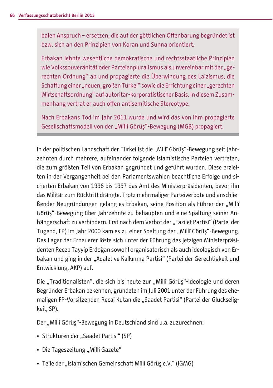 Seite 66 des Verfassungsschutzbericht 2015 Berlin