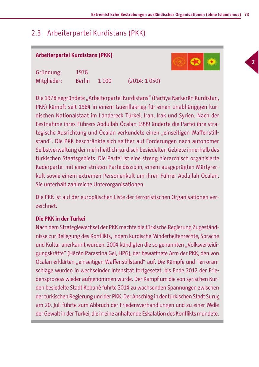 Seite 73 des Verfassungsschutzbericht 2015 Berlin