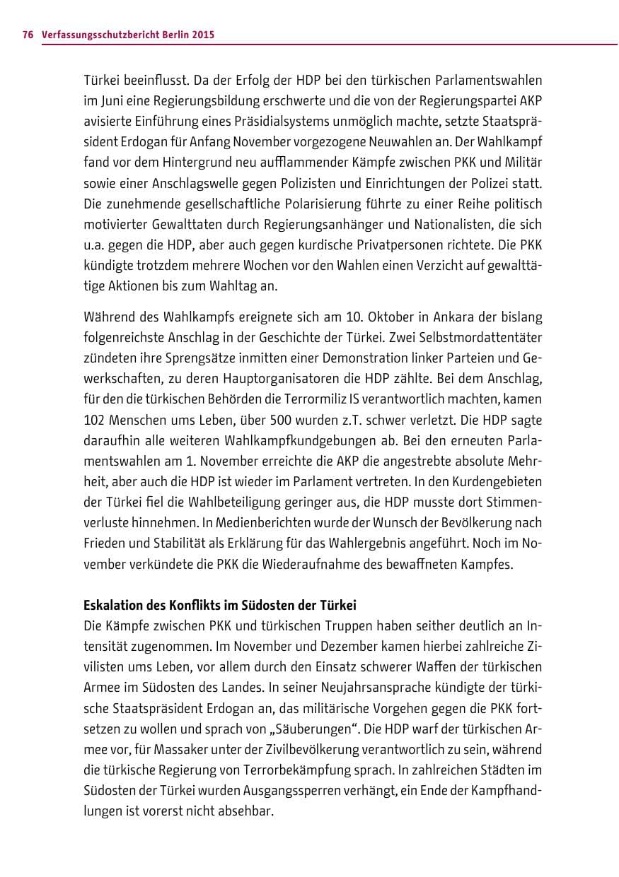Seite 76 des Verfassungsschutzbericht 2015 Berlin