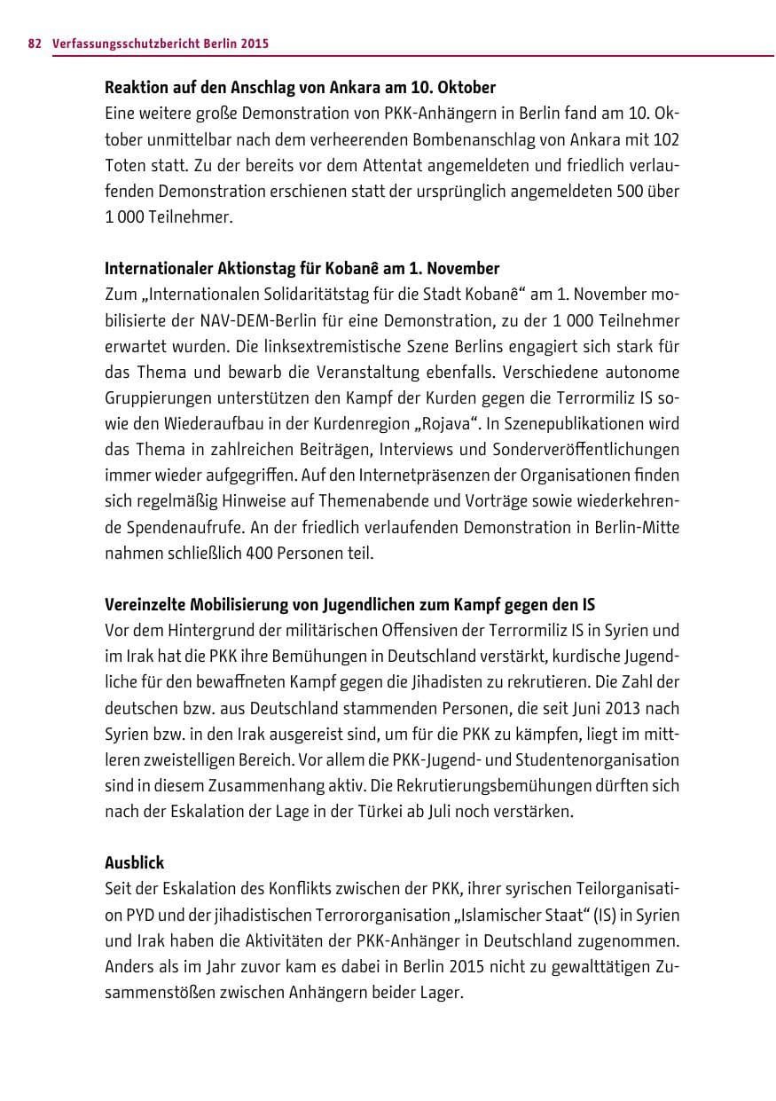 Seite 82 des Verfassungsschutzbericht 2015 Berlin