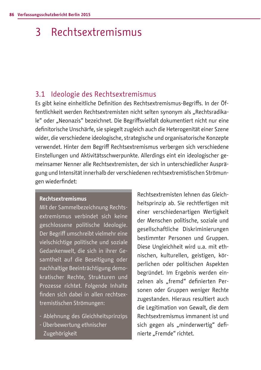 Seite 86 des Verfassungsschutzbericht 2015 Berlin