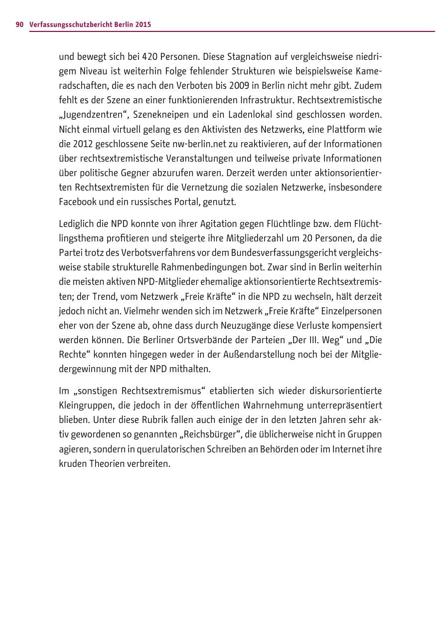 Seite 90 des Verfassungsschutzbericht 2015 Berlin