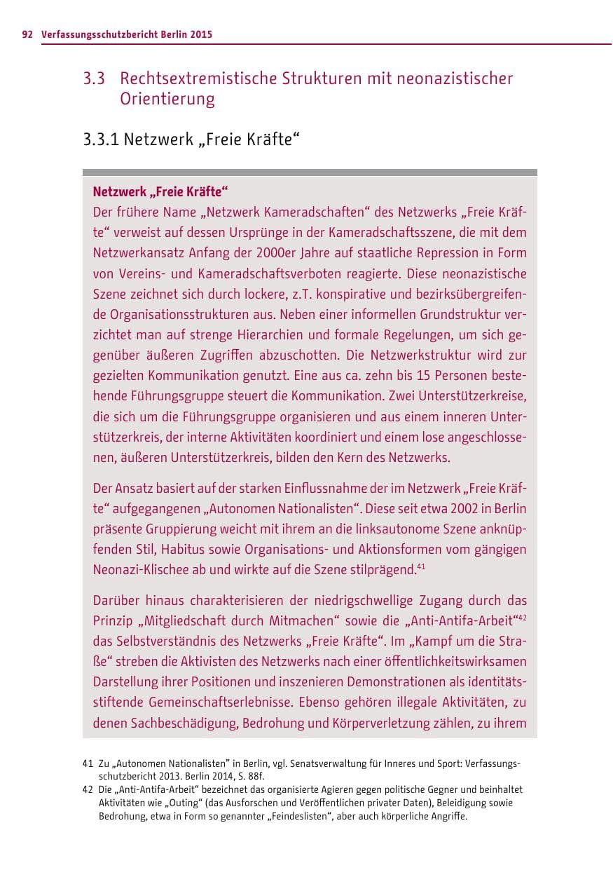 Seite 92 des Verfassungsschutzbericht 2015 Berlin