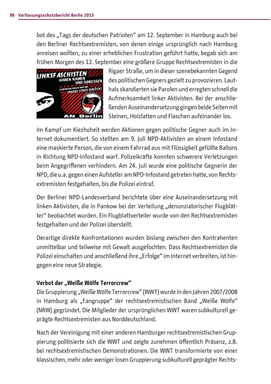 Seite 96 des Verfassungsschutzbericht 2015 Berlin
