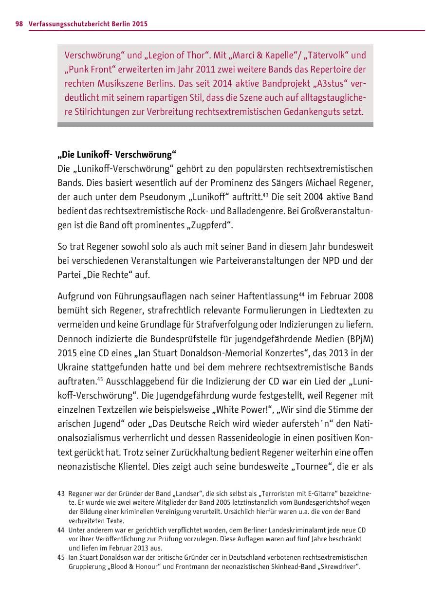 Seite 98 des Verfassungsschutzbericht 2015 Berlin