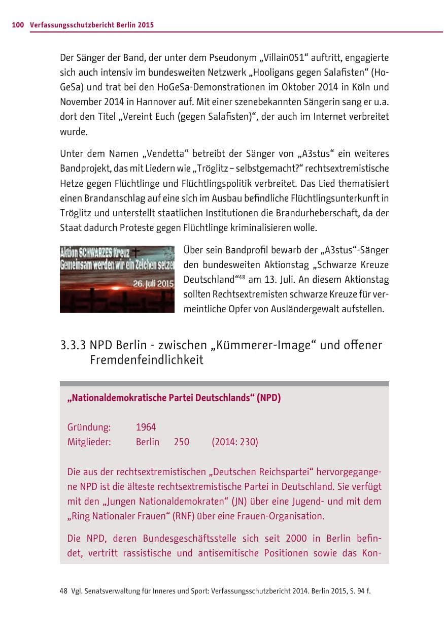 Seite 100 des Verfassungsschutzbericht 2015 Berlin