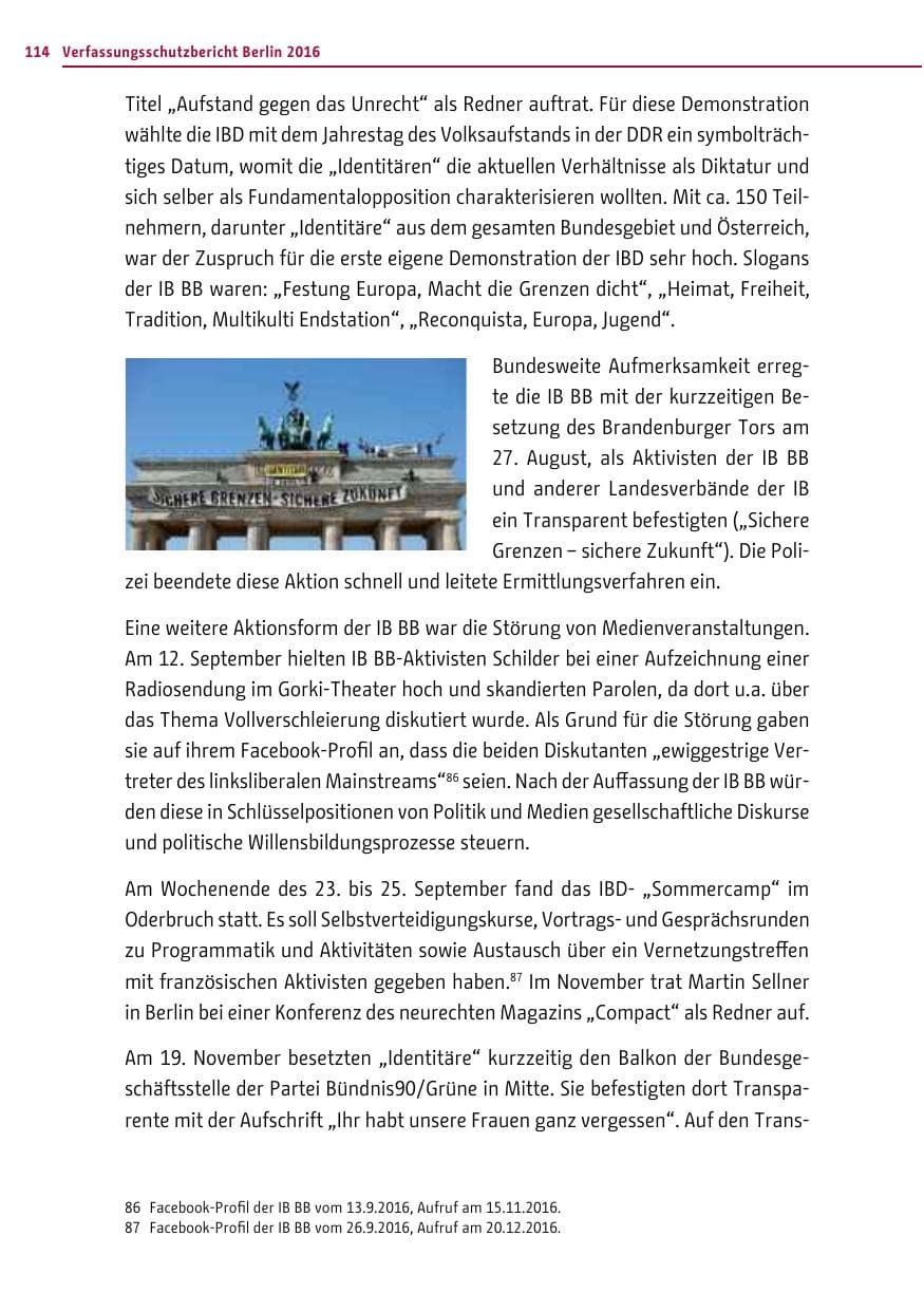 Seite 113 des Verfassungsschutzbericht 2016 Berlin