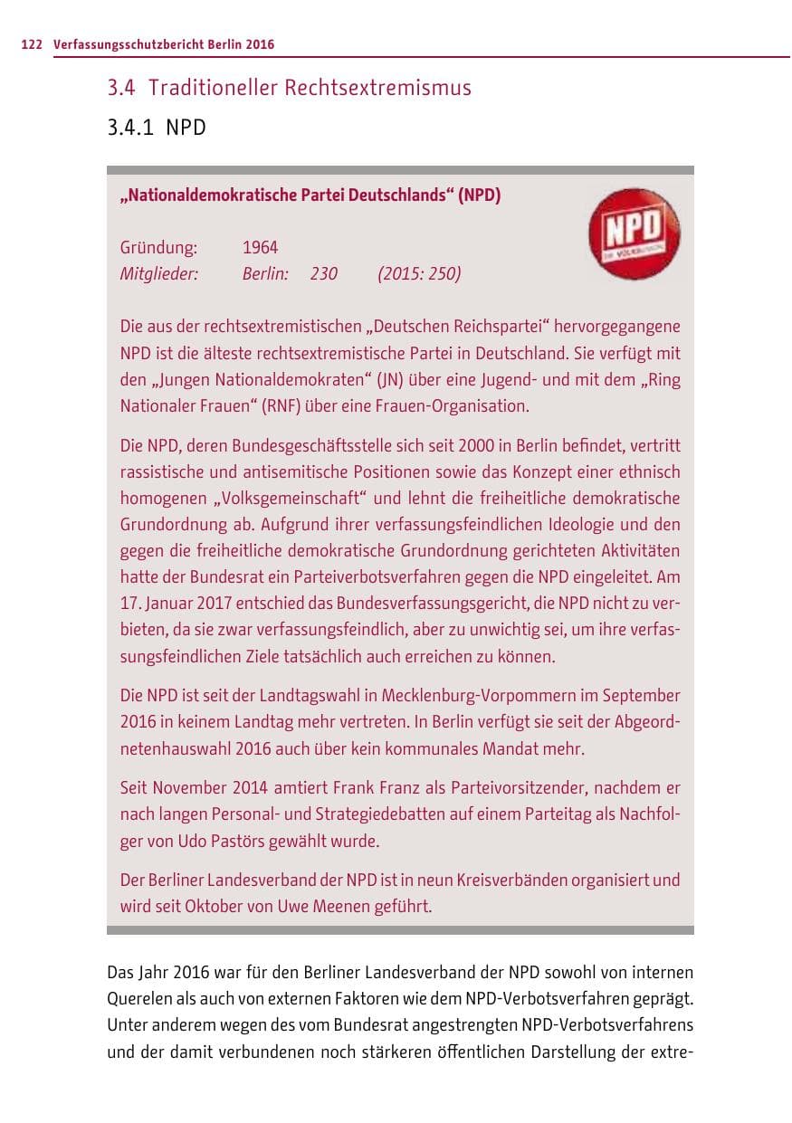 Seite 121 des Verfassungsschutzbericht 2016 Berlin