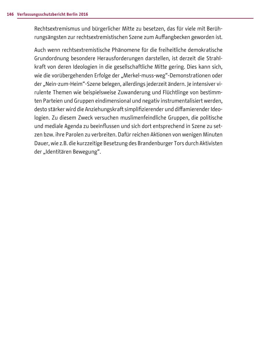 Seite 145 des Verfassungsschutzbericht 2016 Berlin