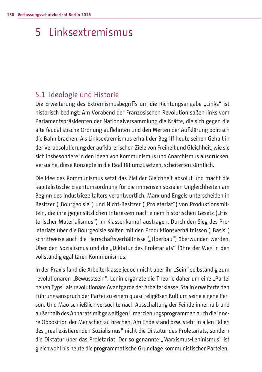 Seite 149 des Verfassungsschutzbericht 2016 Berlin
