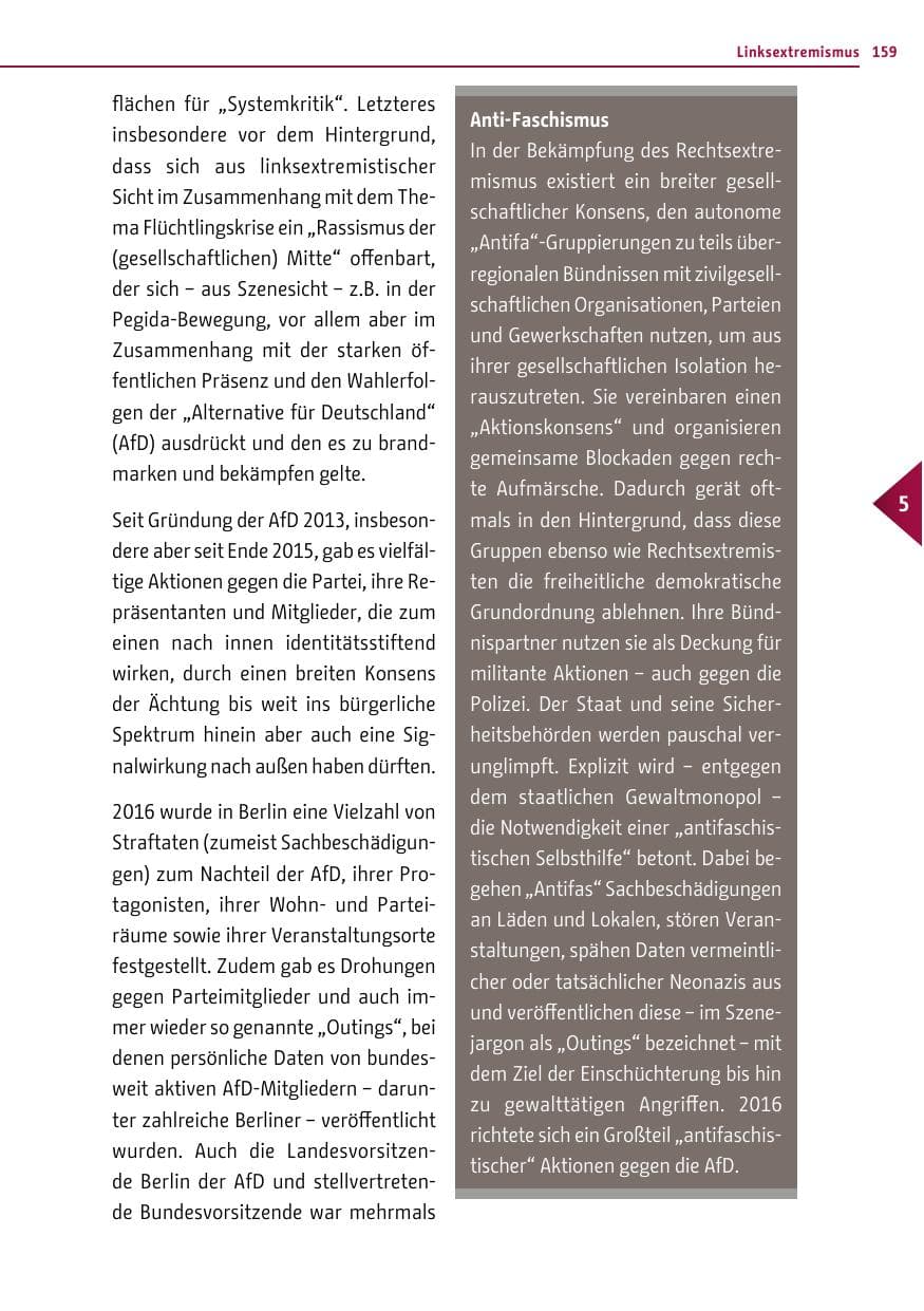 Seite 158 des Verfassungsschutzbericht 2016 Berlin