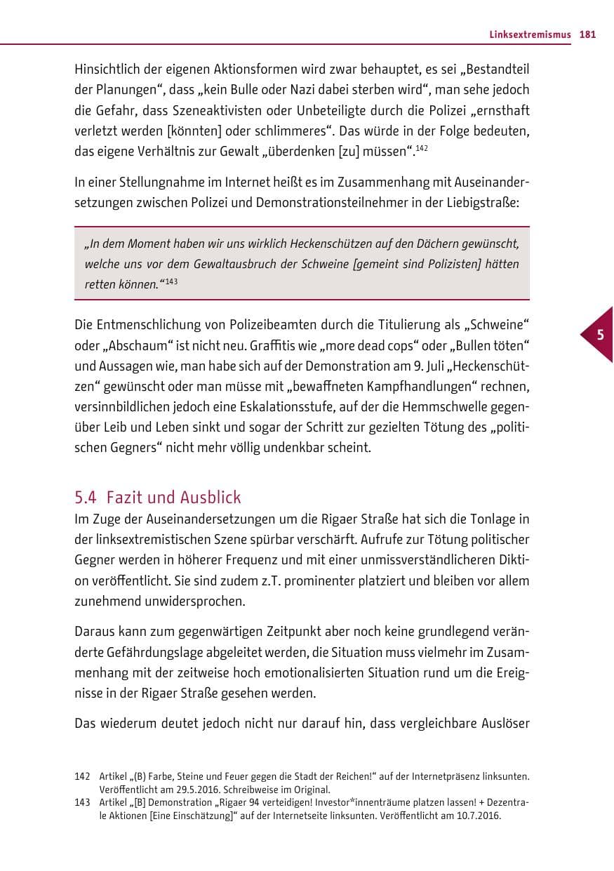 Seite 180 des Verfassungsschutzbericht 2016 Berlin