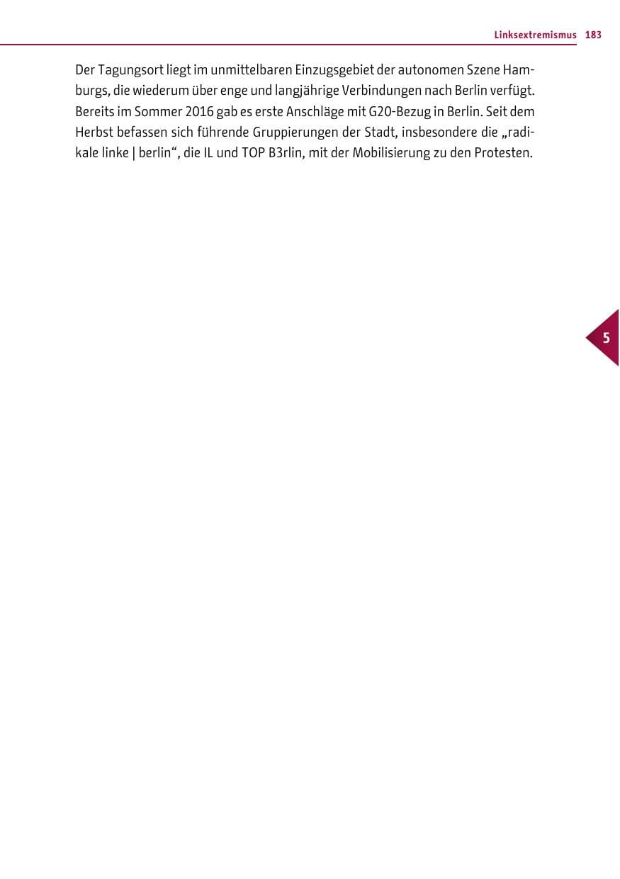 Seite 182 des Verfassungsschutzbericht 2016 Berlin