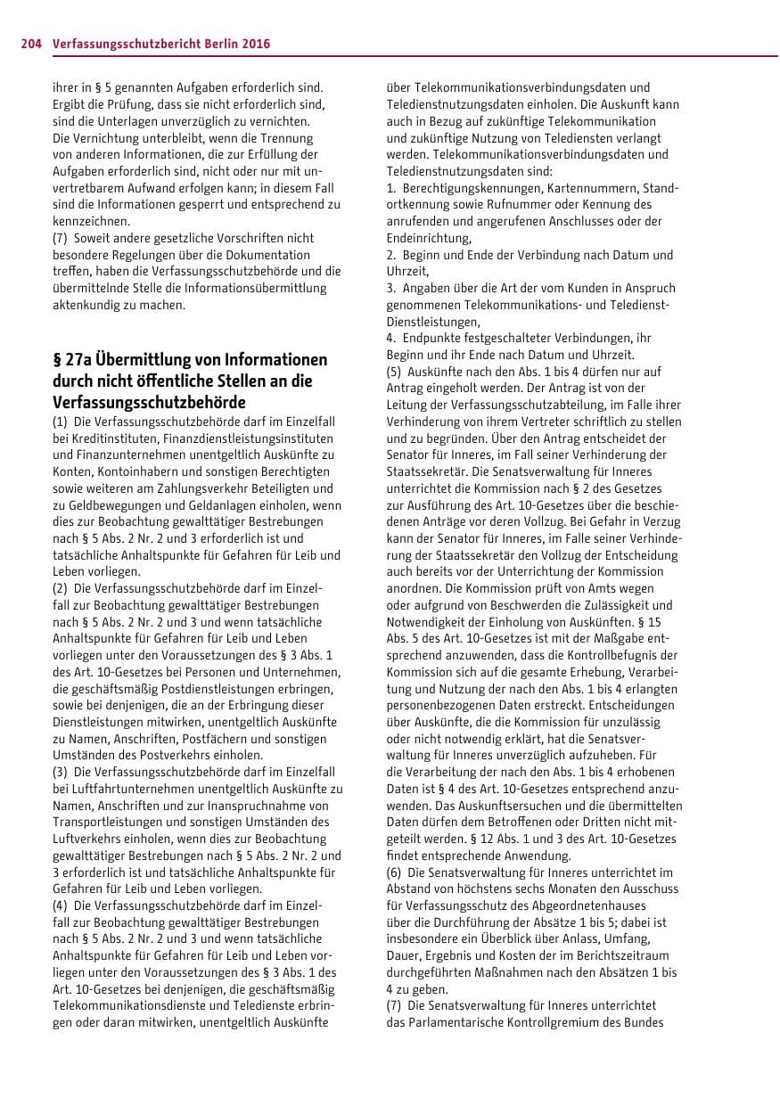 Seite 203 des Verfassungsschutzbericht 2016 Berlin