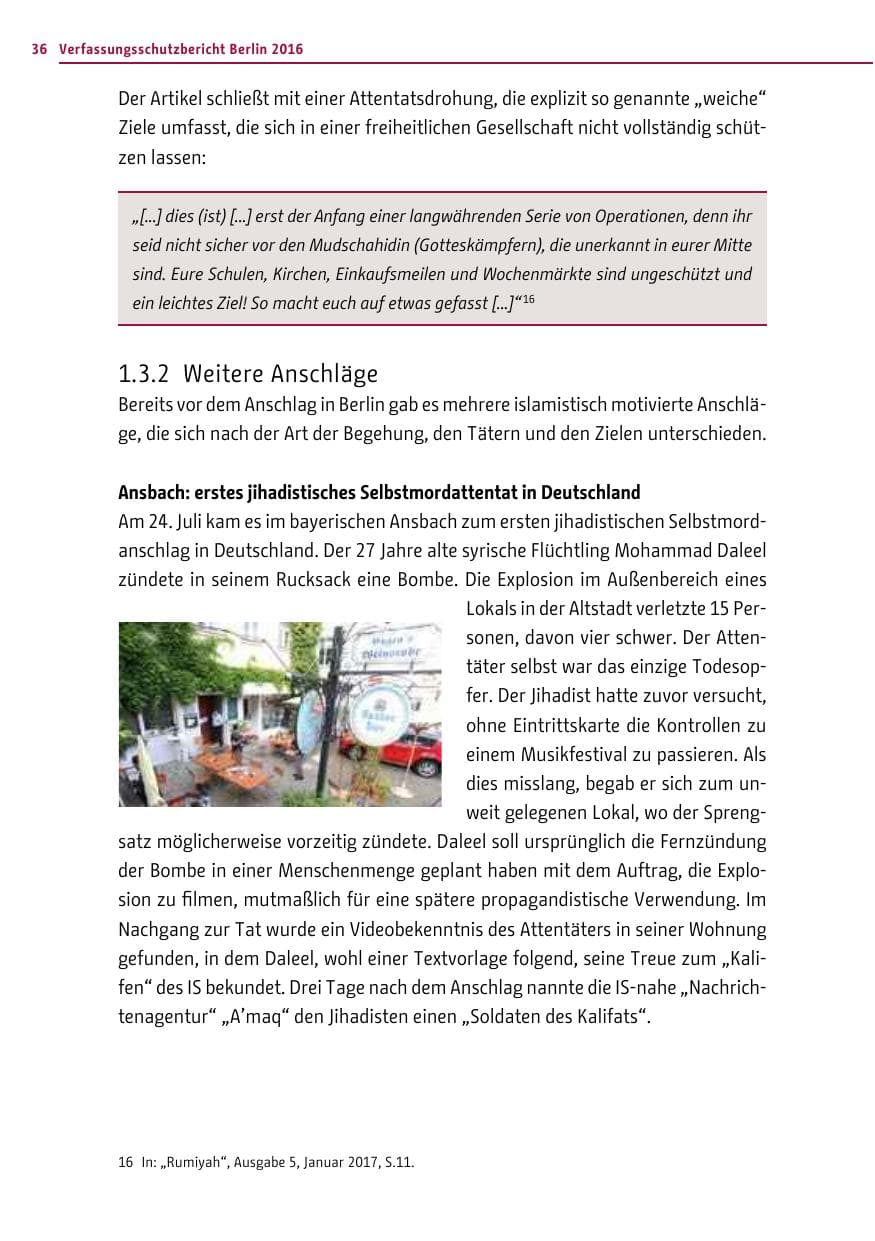 Seite 35 des Verfassungsschutzbericht 2016 Berlin