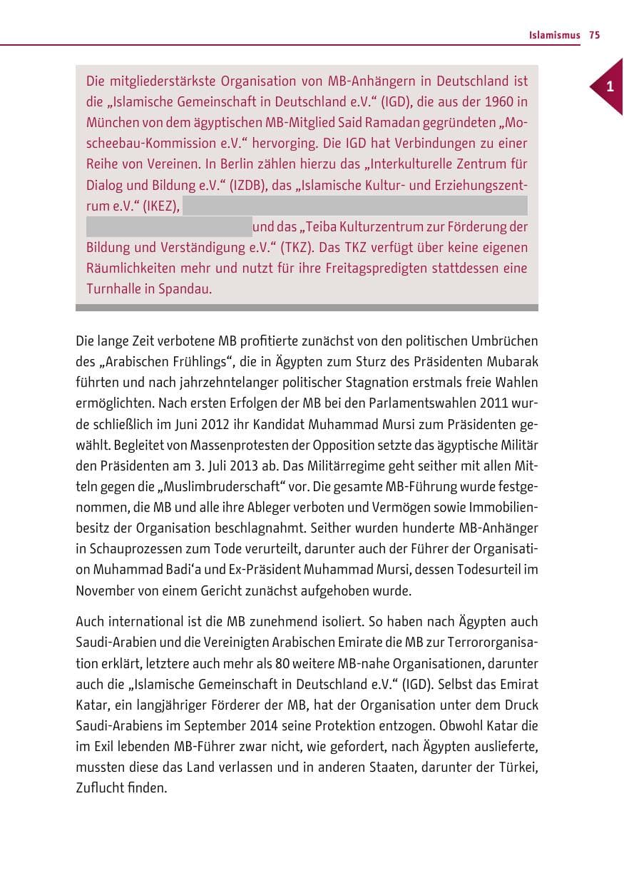 Seite 74 des Verfassungsschutzbericht 2016 Berlin