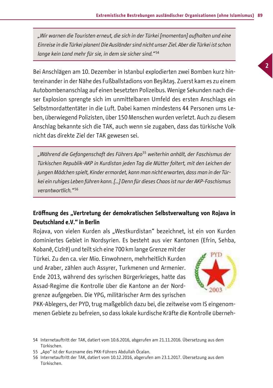 Seite 88 des Verfassungsschutzbericht 2016 Berlin