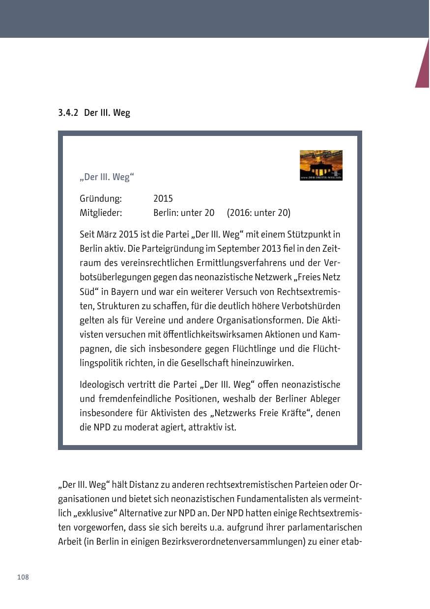 Seite 109 des Verfassungsschutzbericht 2017 Berlin
