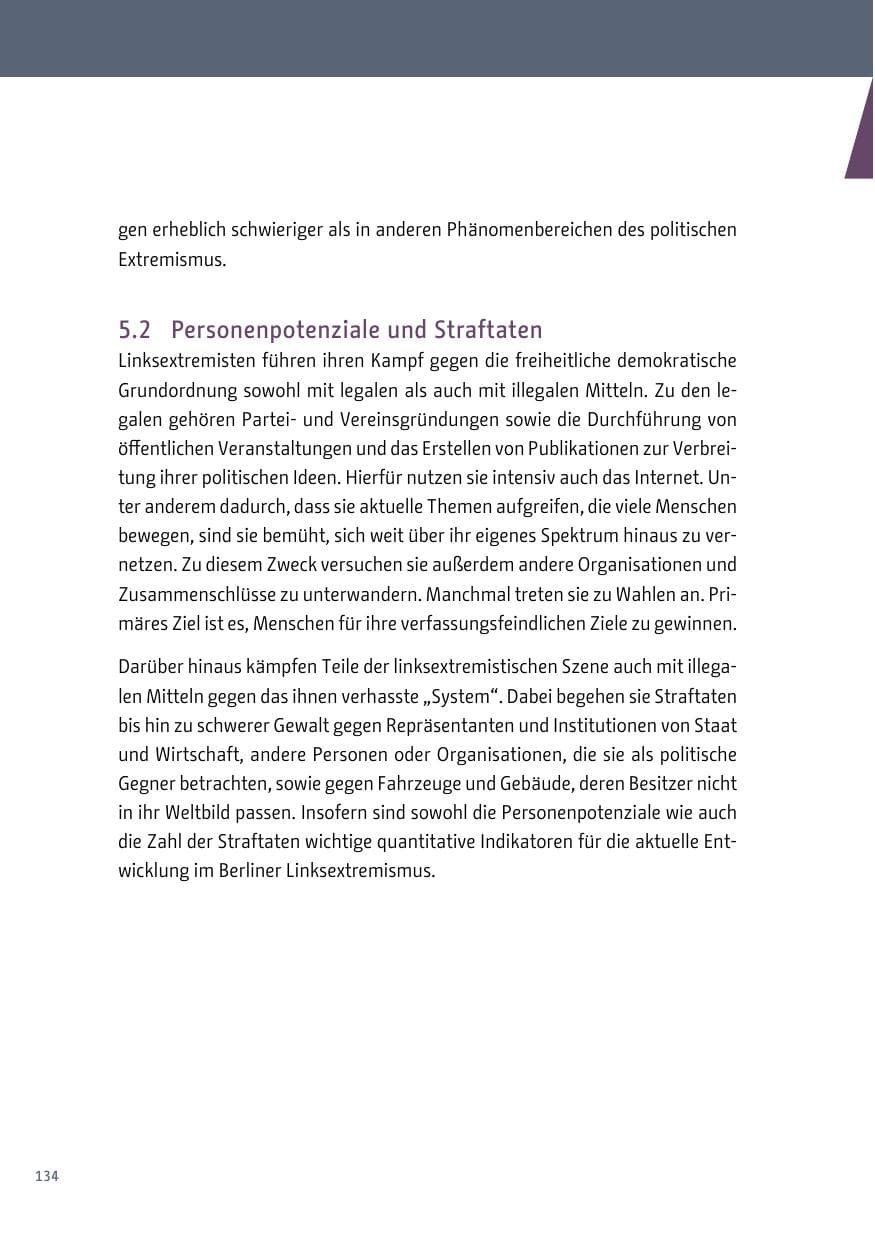 Seite 135 des Verfassungsschutzbericht 2017 Berlin