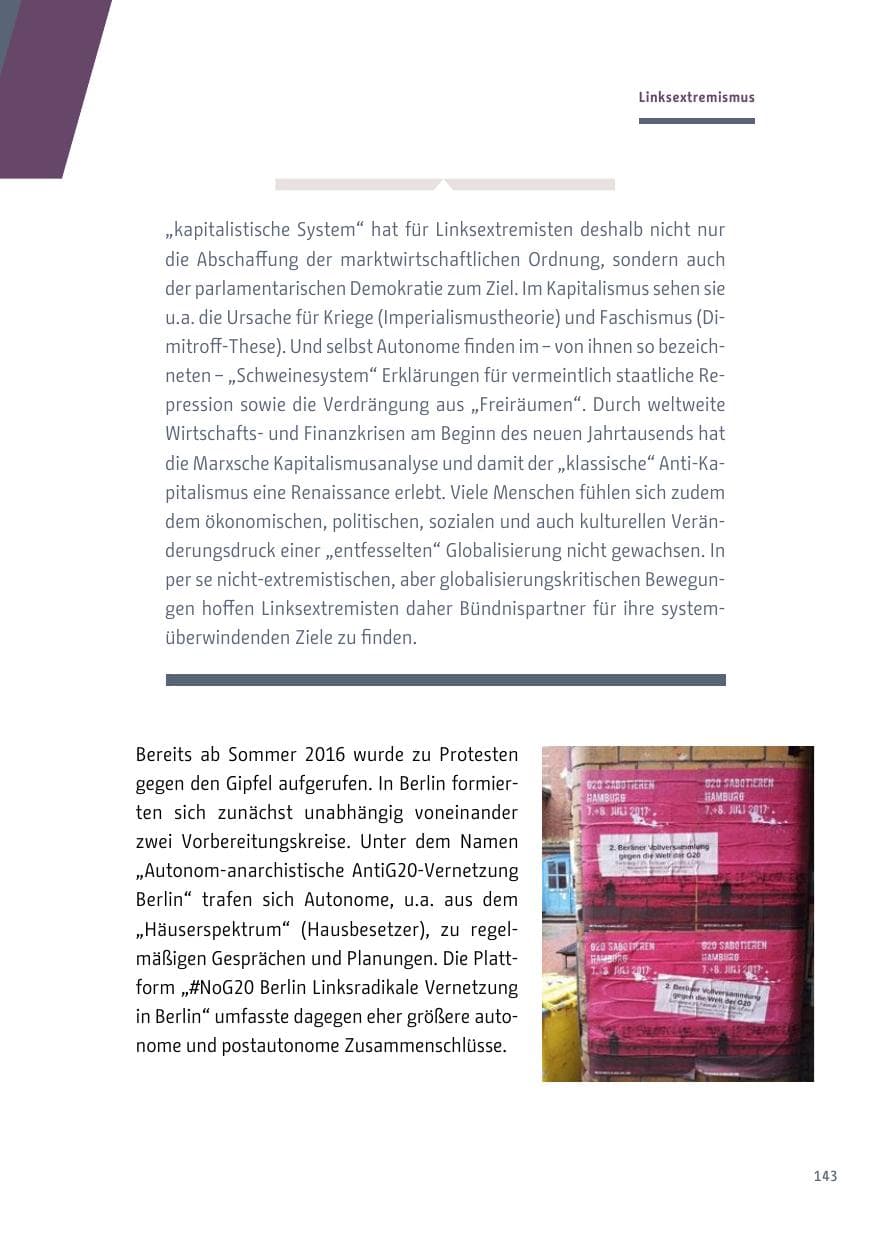 Seite 144 des Verfassungsschutzbericht 2017 Berlin