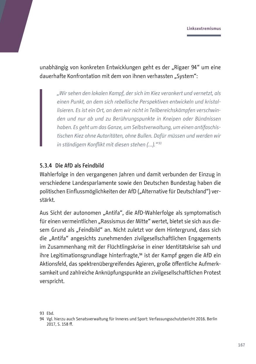 Seite 168 des Verfassungsschutzbericht 2017 Berlin