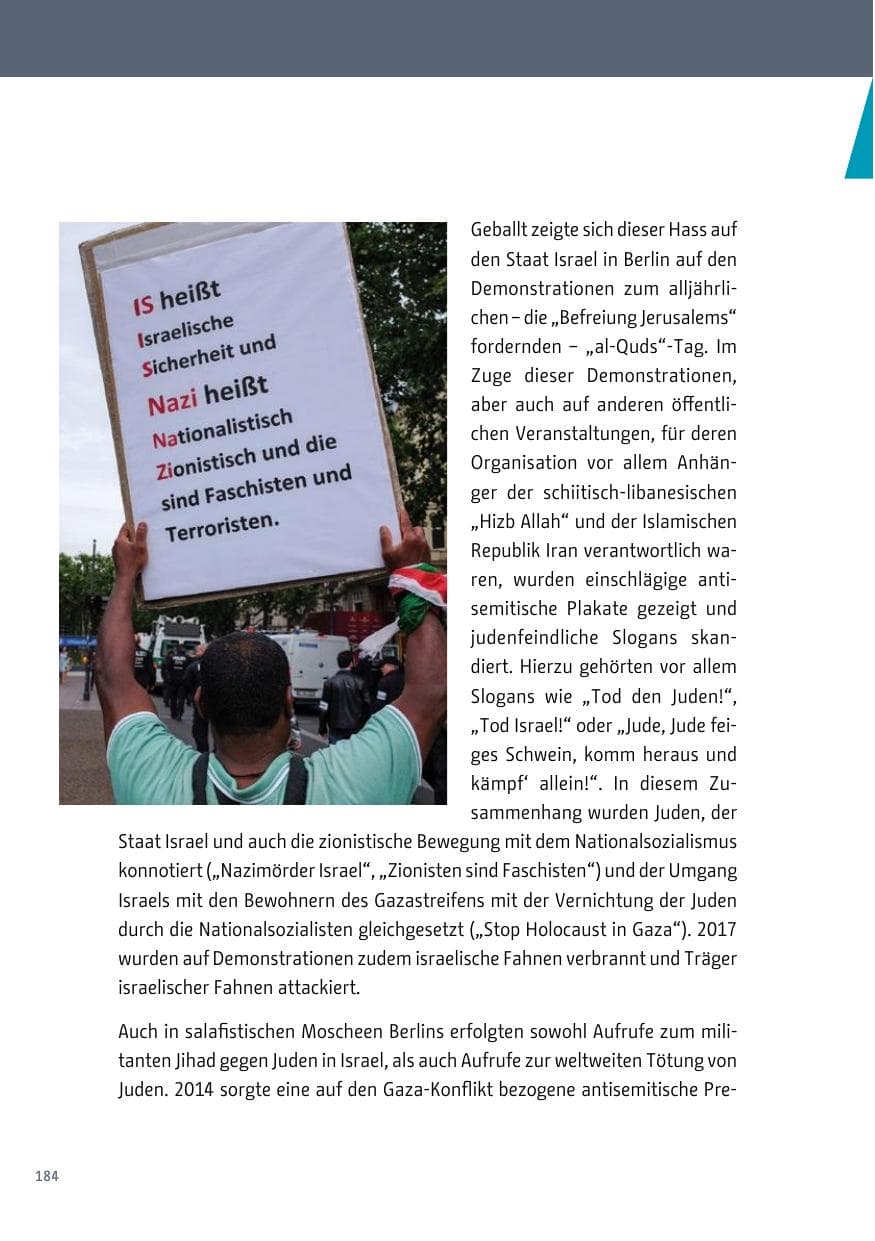 Seite 185 des Verfassungsschutzbericht 2017 Berlin