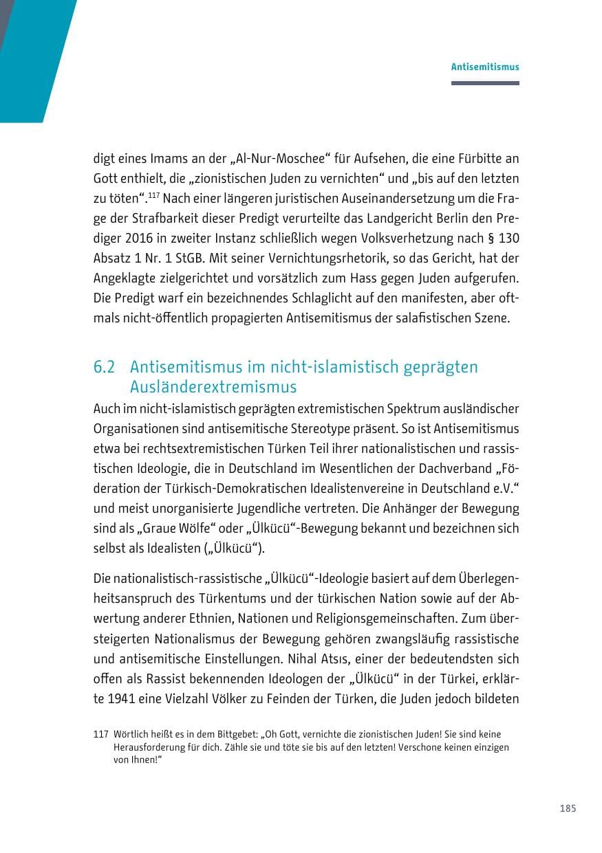 Seite 186 des Verfassungsschutzbericht 2017 Berlin