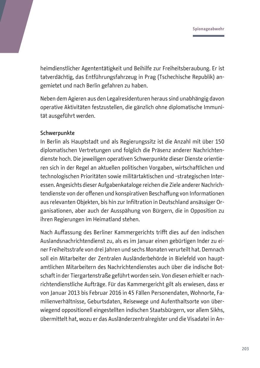 Seite 204 des Verfassungsschutzbericht 2017 Berlin