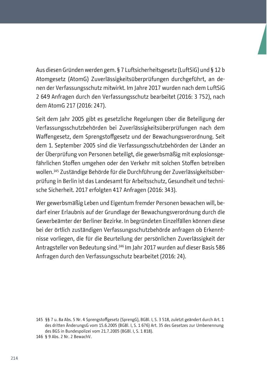 Seite 215 des Verfassungsschutzbericht 2017 Berlin