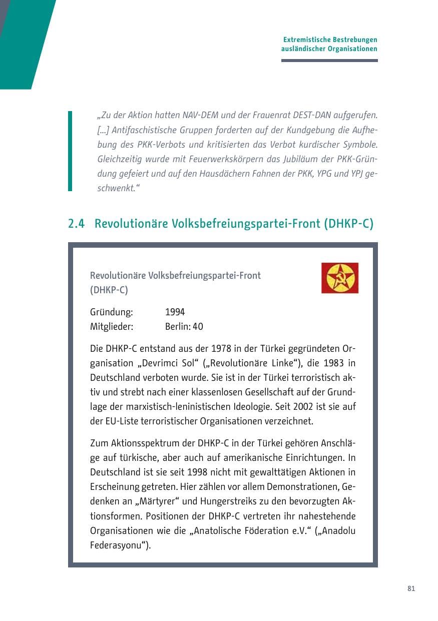 Seite 82 des Verfassungsschutzbericht 2017 Berlin