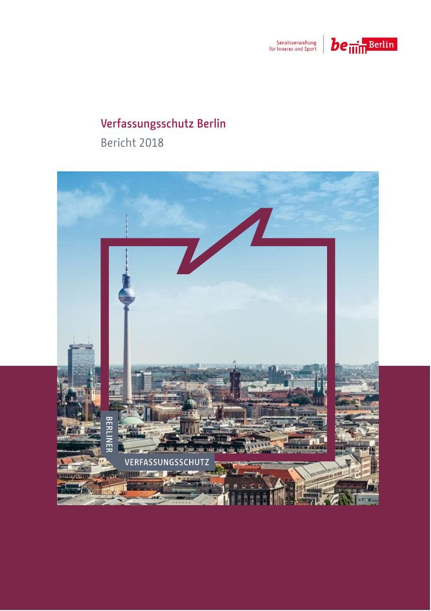 Seite 1 des Verfassungsschutzbericht 2018 Berlin