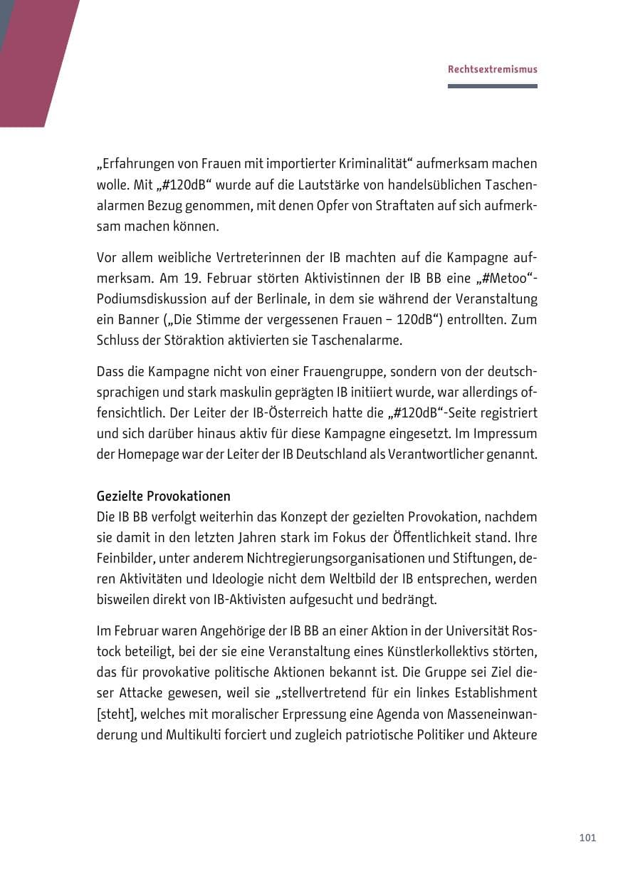 Seite 101 des Verfassungsschutzbericht 2018 Berlin