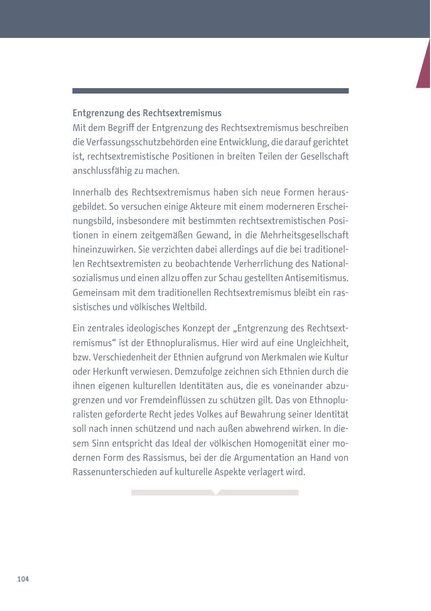 Seite 104 des Verfassungsschutzbericht 2018 Berlin