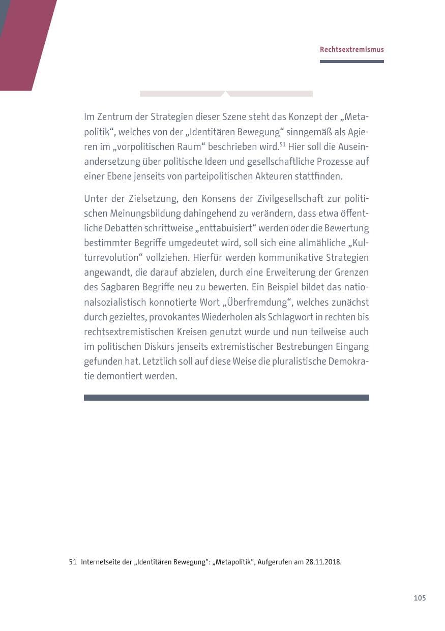 Seite 105 des Verfassungsschutzbericht 2018 Berlin