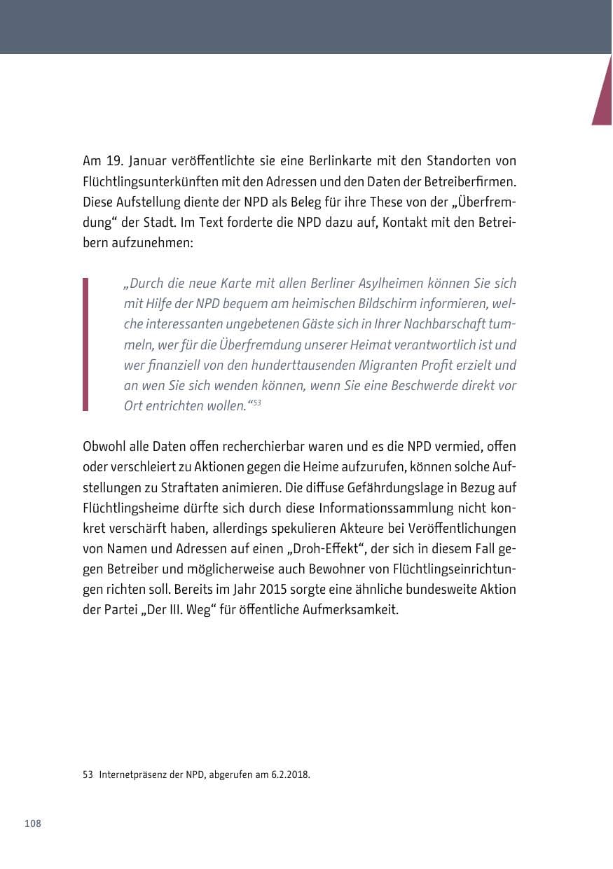 Seite 108 des Verfassungsschutzbericht 2018 Berlin