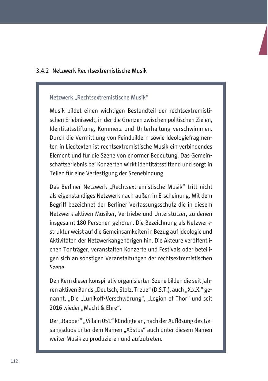Seite 112 des Verfassungsschutzbericht 2018 Berlin