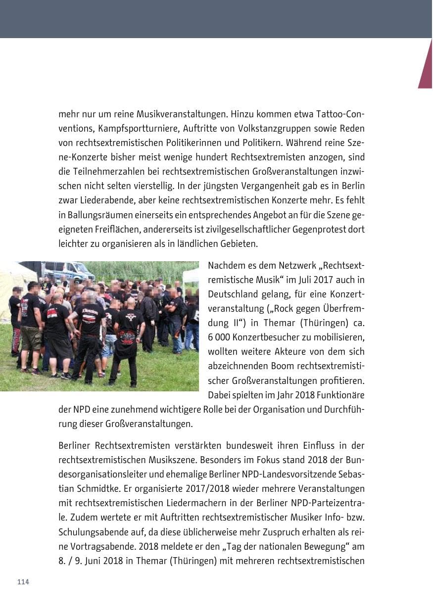 Seite 114 des Verfassungsschutzbericht 2018 Berlin