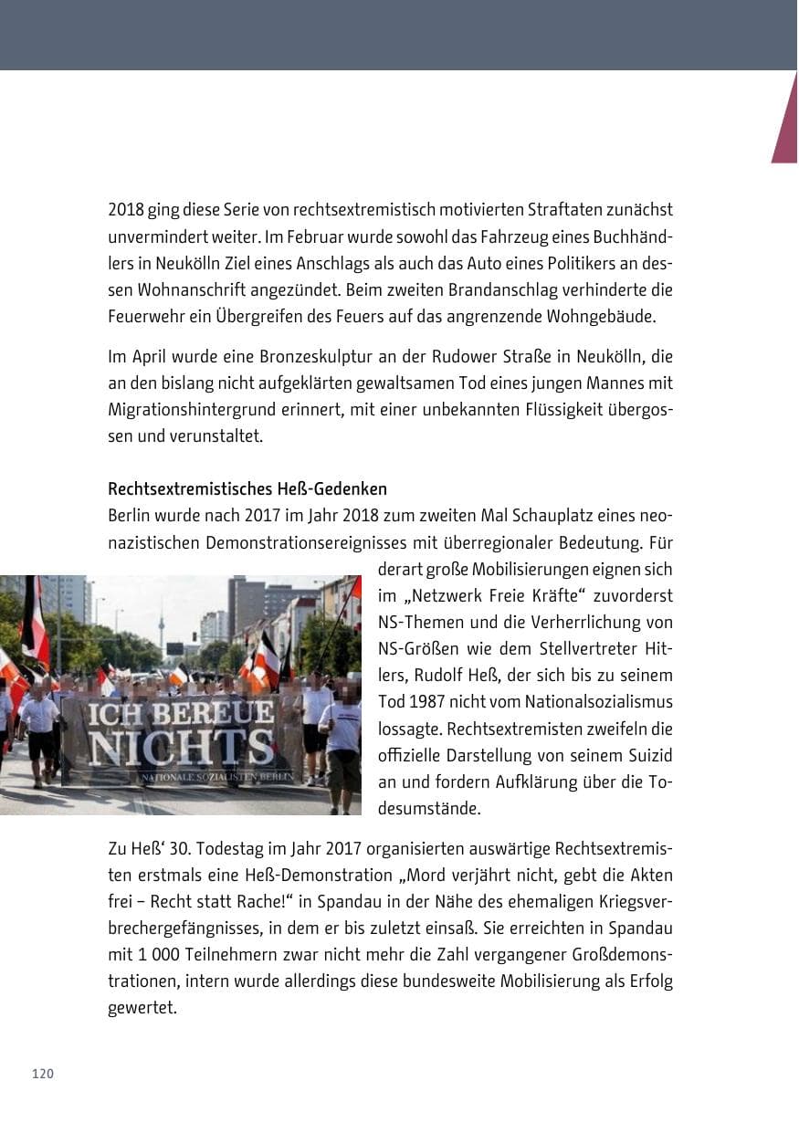 Seite 120 des Verfassungsschutzbericht 2018 Berlin