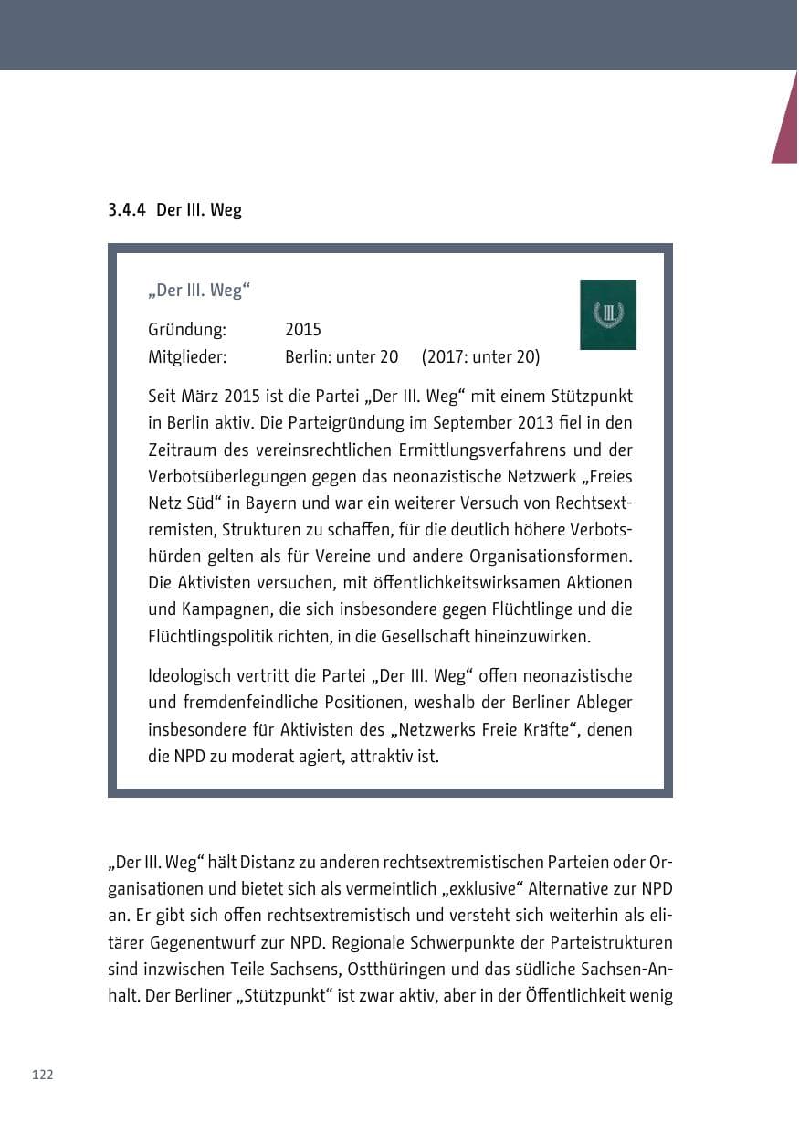 Seite 122 des Verfassungsschutzbericht 2018 Berlin