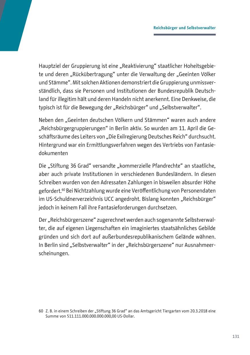 Seite 131 des Verfassungsschutzbericht 2018 Berlin